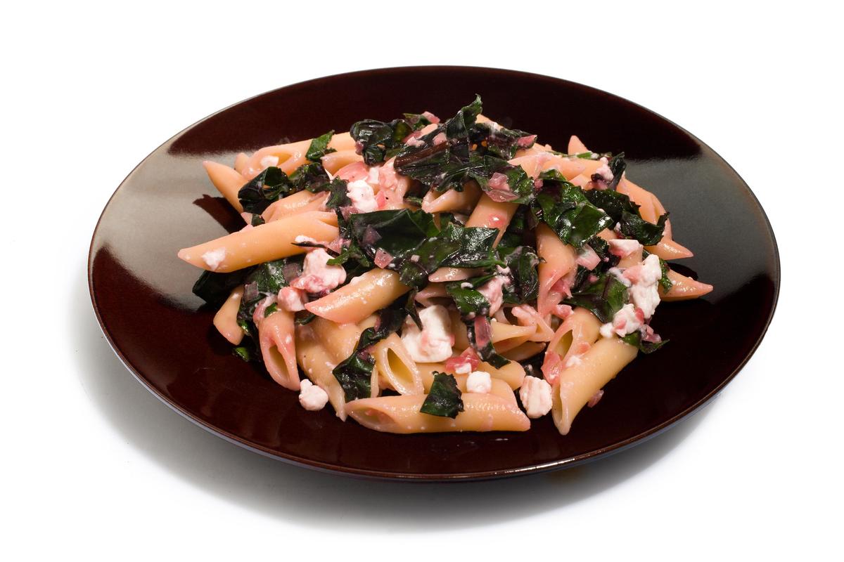 Beet Greens and Feta Pasta