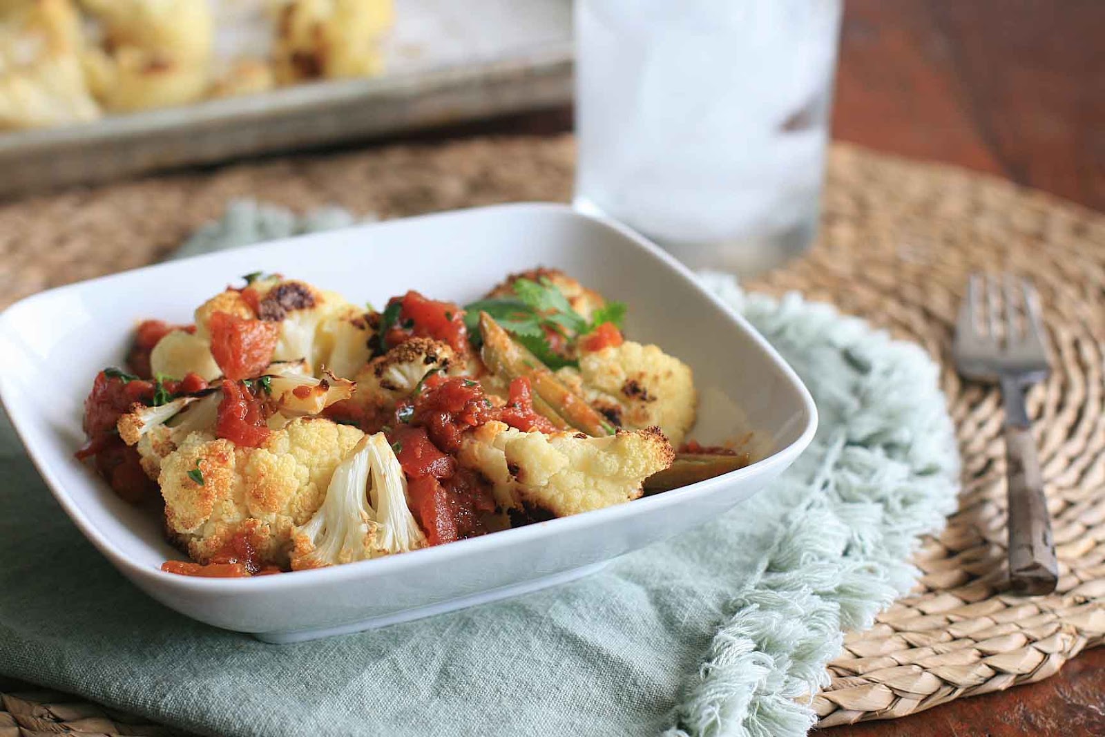 Roasted Cauliflower with Spicy Tomato Sauce